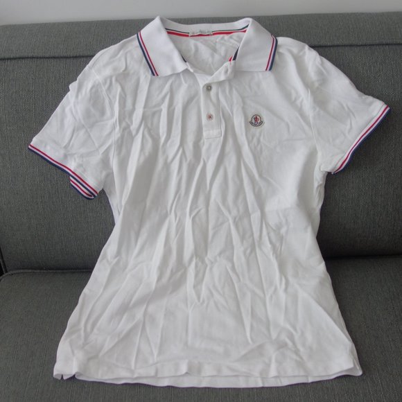 Moncler White 100% Cotton Polo Size L - Picture 1 of 13